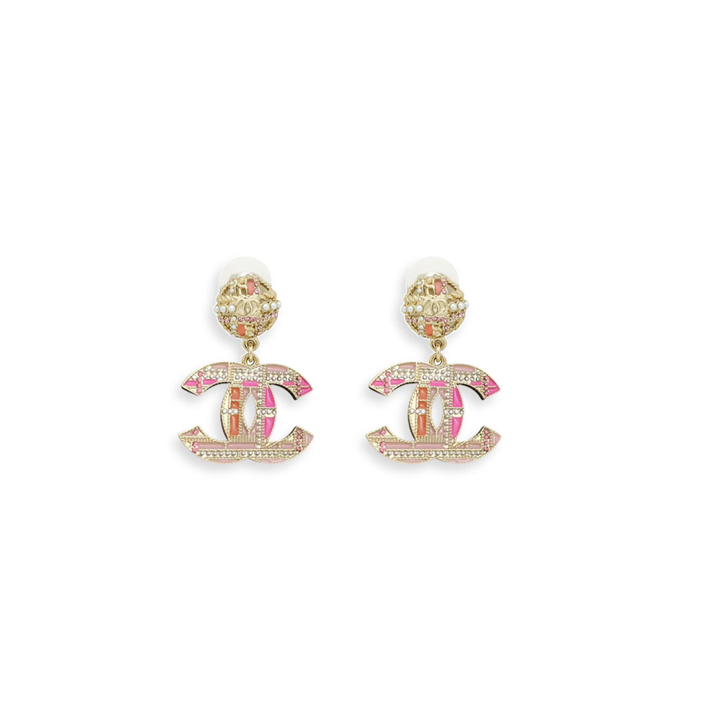 Ch**el pink cc peads studs drop earrings ab2490